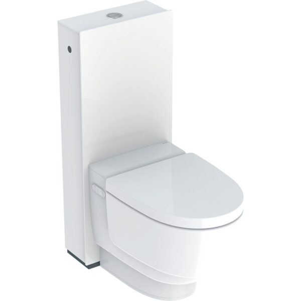 Geberit Dusch WC AquaClean Mera Classic WC-Komplettanlage Stand-WC: weiss-alpin, Glas weiss, Hochdruck-Schichtstoffplatte weiss (146.240.SI.1)