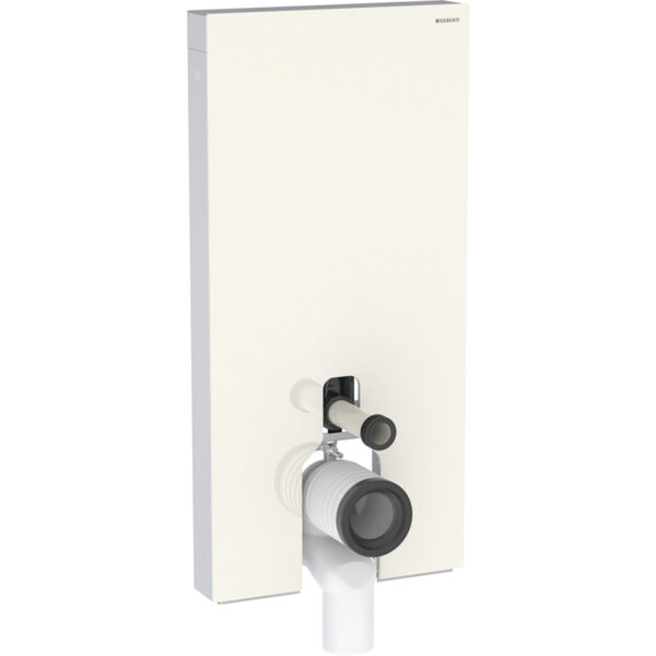 Geberit Monolith Sanitärmodul für Stand-WC, 101 cm, Frontverkleidung aus Glas: Glas sand-grau, Aluminium