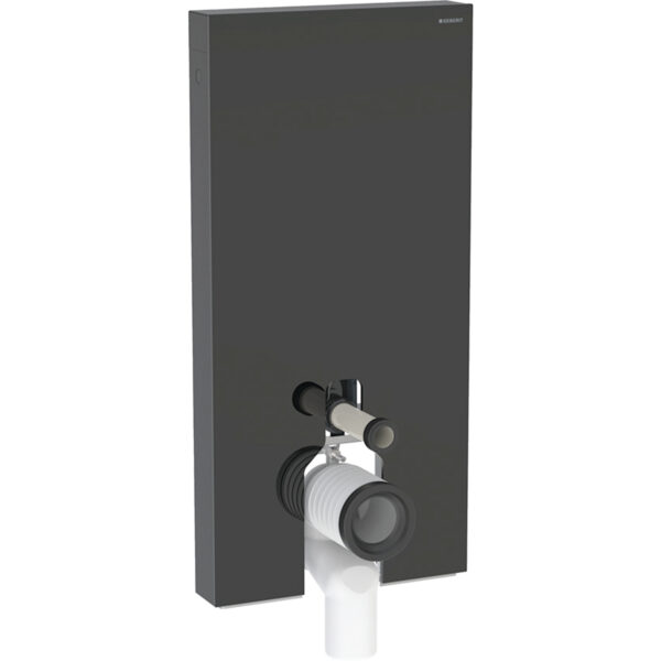 Geberit Monolith Sanitärmodul für Stand-WC, 101 cm, Frontverkleidung aus Glas: Glas schwarz, Aluminium schwarzchrom