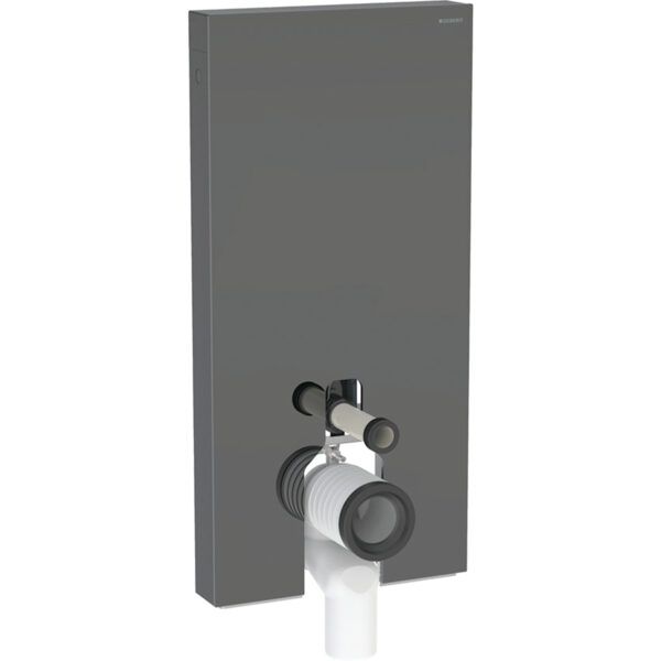 Geberit Monolith Plus Sanitärmodul für Stand-WC, 101 cm, Frontverkleidung aus Glas: Glas lava, Aluminium schwarzchrom
