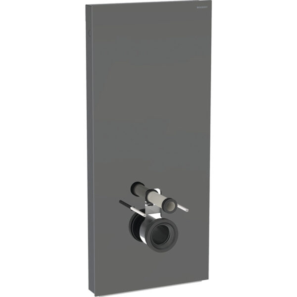 Geberit Monolith Plus Sanitärmodul für Wand-WC, 114 cm, Frontverkleidung aus Glas: Glas lava, Aluminium schwarzchrom