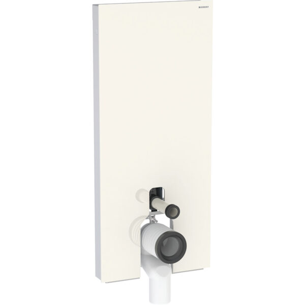 Geberit Monolith Plus Sanitärmodul für Stand-WC, 114 cm, Frontverkleidung aus Glas: Glas sand-grau, Aluminium