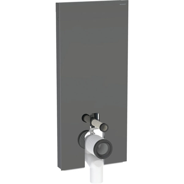 Geberit Monolith Plus Sanitärmodul für Stand-WC, 114 cm, Frontverkleidung aus Glas: Glas lava, Aluminium schwarzchrom