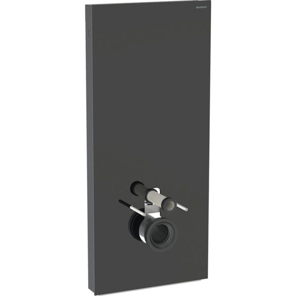 Geberit Monolith Plus Sanitärmodul für Wand-WC, 114 cm, Frontverkleidung aus Glas: Glas schwarz, Aluminium schwarzchrom