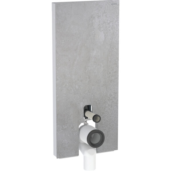 Geberit Monolith Plus Sanitärmodul für Stand-WC, 114 cm, Frontverkleidung aus Steinzeug: Steinzeug Betonoptik, Aluminium