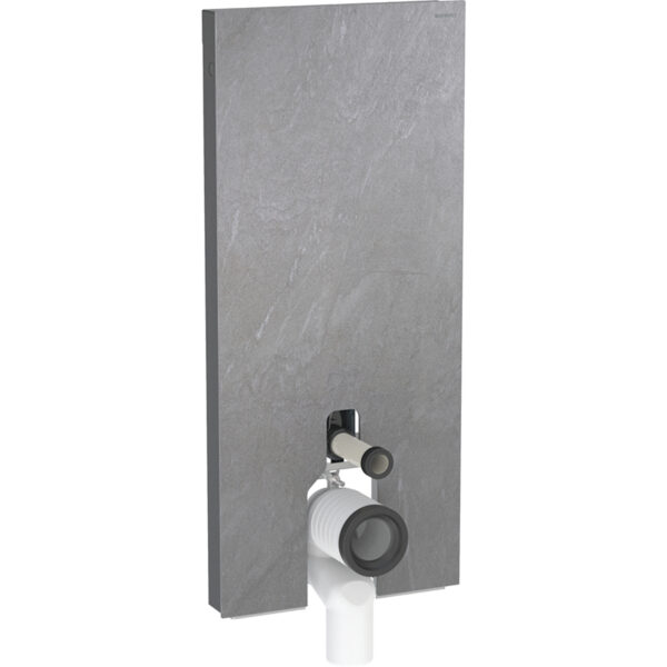 Geberit Monolith Sanitärmodul für Stand-WC, 114 cm, Frontverkleidung aus Steinzeug: Steinzeug Schieferoptik, Aluminium schwarzchrom