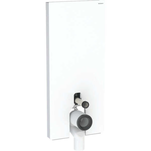 Geberit Monolith Sanitärmodul für Stand-WC, 114 cm, Frontverkleidung aus Glas: Glas weiss, Aluminium
