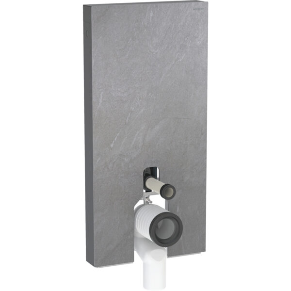 Geberit Monolith Plus Sanitärmodul für Stand-WC, 101 cm, Frontverkleidung aus Steinzeug: Steinzeug Schieferoptik, Aluminium schwarzchrom