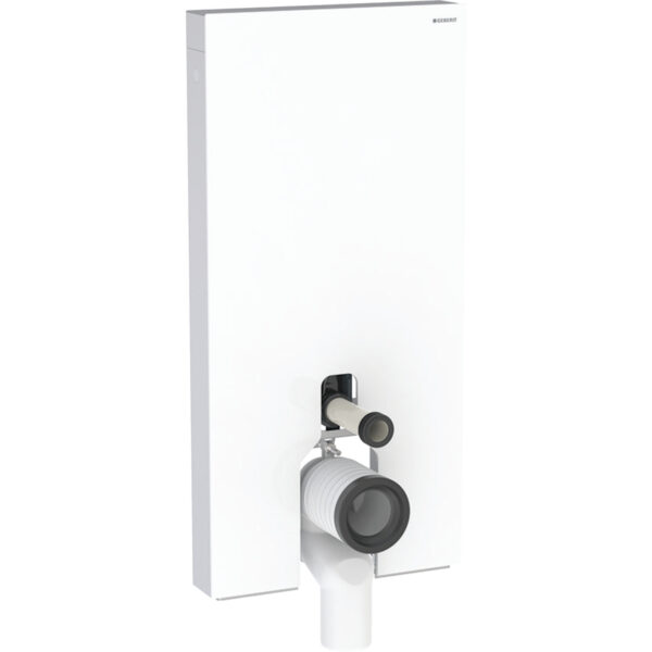 Geberit Monolith Plus Sanitärmodul für Stand-WC, 101 cm, Frontverkleidung aus Glas: Glas weiss, Aluminium