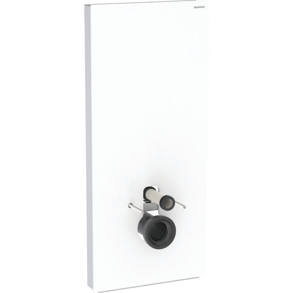 Geberit Monolith Plus Sanitärmodul für Wand-WC, 114 cm, Frontverkleidung aus Glas: Glas weiss, Aluminium