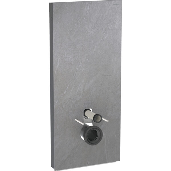 Geberit Monolith Plus Sanitärmodul für Wand-WC, 114 cm, Frontverkleidung aus Steinzeug: Steinzeug Schieferoptik, Aluminium schwarzchrom
