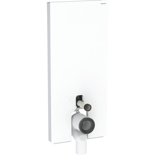 Geberit Monolith Plus Sanitärmodul für Stand-WC, 114 cm, Frontverkleidung aus Glas: Glas weiss, Aluminium
