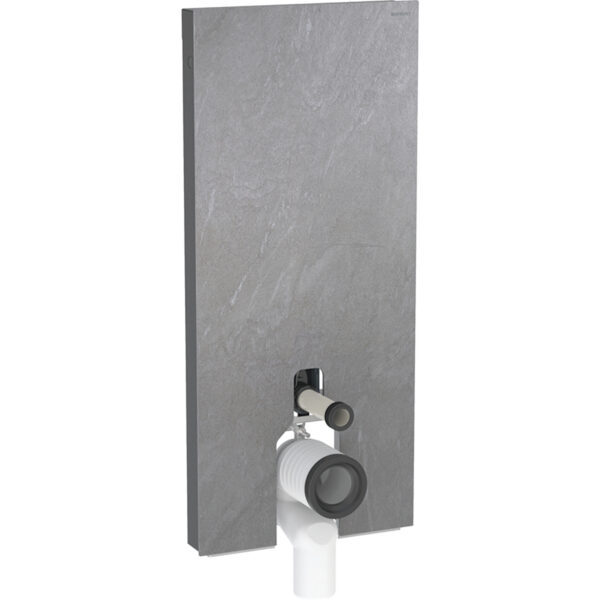 Geberit Monolith Plus Sanitärmodul für Stand-WC, 114 cm, Frontverkleidung aus Steinzeug: Steinzeug Schieferoptik, Aluminium schwarzchrom