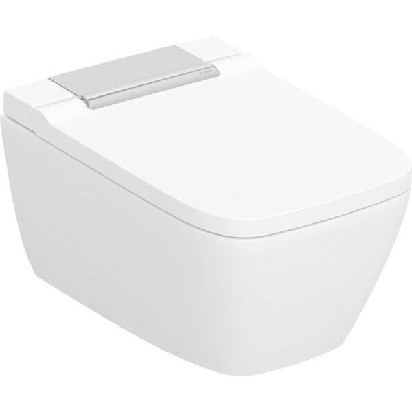 Geberit Dusch WC AquaClean Sela Square WC-Komplettanlage Wand-WC: weiss / KeraTect, hochglanz-verchromt (146.250.21.1)