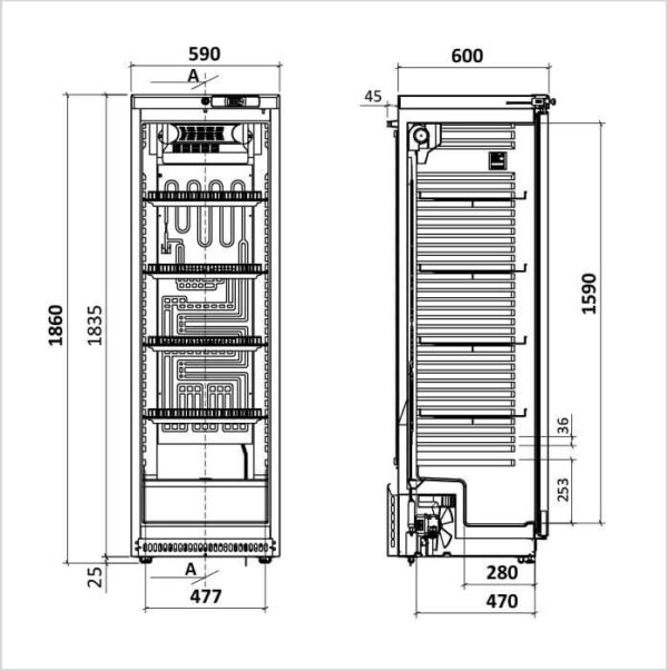 FORS Getränke- & Gewerbe-Kühlschrank, Volltür, weiss, rechts wechselbar (CCV400W) – Bild 2