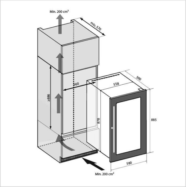 FORS Weinkühlschrank Einbau  EXCLUSIVE, rechts wechselbar (FBW60882G) – Bild 5