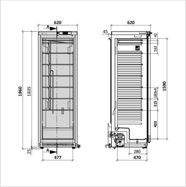 FORS Gewerbe-Gefrierschrank, Volltür, Edelstahl, rechts wechselbar (CFS400ES) – Bild 2