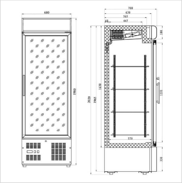 FORS Gewerbe-Gefrierschrank, Glastür/Display, weiss, rechts nicht wechselbar (PDFV5000G) – Bild 2