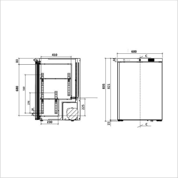 FORS Gewerbe-Gefrierschrank, Volltür, weiss, rechts wechselbar (CFS150W) – Bild 2