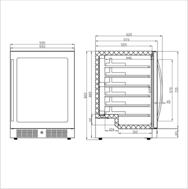 FORS Weintemperierschrank, Glastür, schwarz, 1 Zone, rechts wechselbar (VS8248NG) – Bild 2