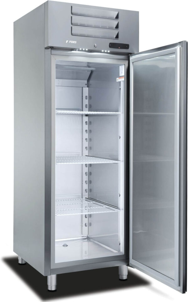 FORS Gastronomie-Gefrierschrank, Volltür, Edelstahl, GN 2/1, rechts wechselbar (GFV700ES)