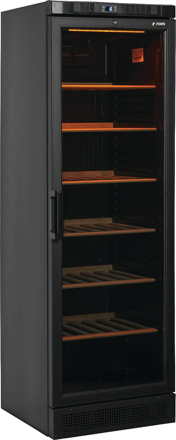 FORS Weinkühlschrank, Glastür, schwarz, 1 Zone, rechts wechselbar (WK184118NG)