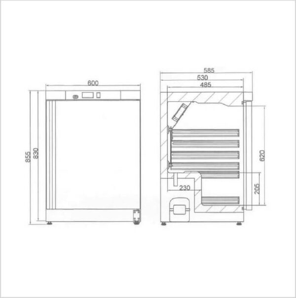 FORS Gewerbe-Kühlschrank, Volltür, weiss, rechts wechselbar (UCV1200W) – Bild 2