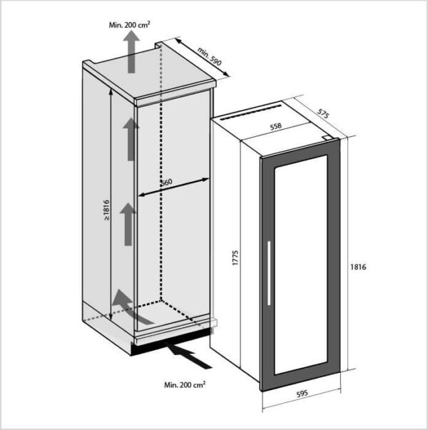FORS Weinkühlschrank Einbau  EXCLUSIVE, rechts wechselbar (FBW601782G) – Bild 5