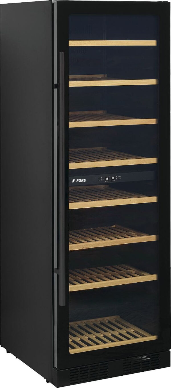 FORS Weintemperierschrank, Glastür, schwarz, 2 Zonen, rechts wechselbar (VC176163NG)