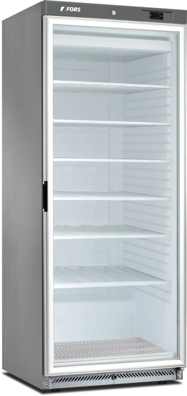 FORS Gastronomie-Gefrierschrank, Glastür, Edelstahl, GN 2/1, rechts nicht wechselbar (GFS600GES)