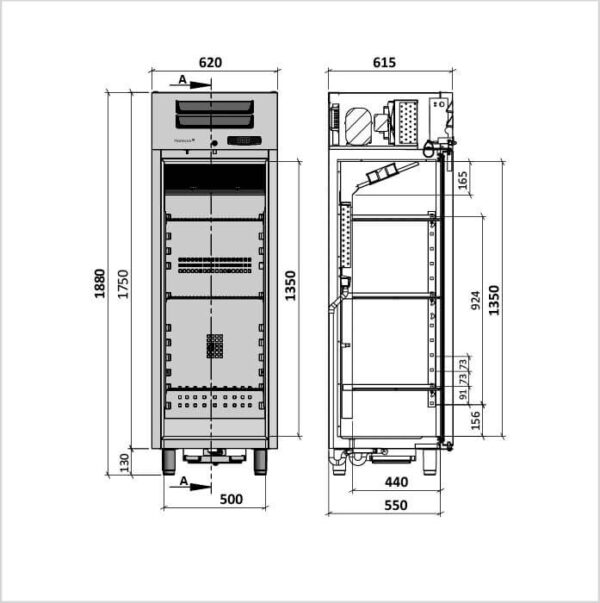 FORS Gewerbe-Gefrierschrank, Volltür, Edelstahl, rechts wechselbar (SFV350ES) – Bild 2