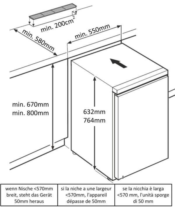 FORS Medikamenten-Kühlschrank DIN 13277, 63 cm, rechts nicht wechselbar (COOLMED 6354) – Bild 3