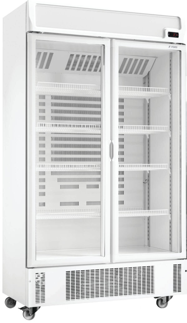 FORS Gewerbe-Kühlschrank, doppelte Glastür/Display, weiss (DCCDV800WG)