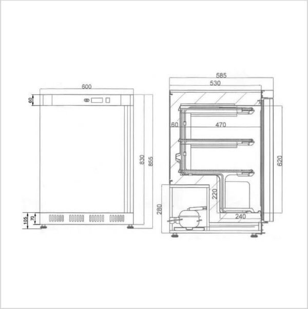 FORS Gewerbe-Gefrierschrank, Volltür, weiss, rechts wechselbar (UFS1200W) – Bild 2