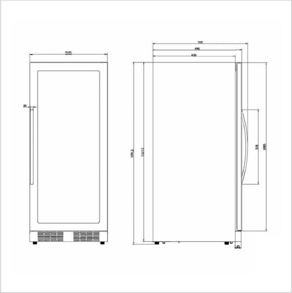 FORS Weintemperierschrank, Glastür, schwarz, 2 Zonen, rechts wechselbar (VC139119NG) – Bild 2