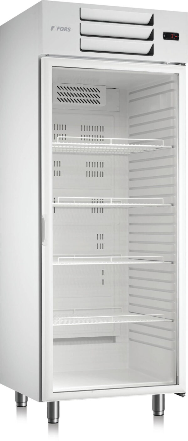FORS Gastronomie-Kühlschrank, Glastür, weiss, GN 2/1, rechts nicht wechselbar (GCV550WG)