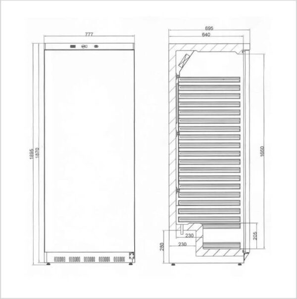 FORS Gastronomie-Kühlschrank, Volltür, Edelstahl, GN 2/1, rechts wechselbar (GUCV6000ES) – Bild 2