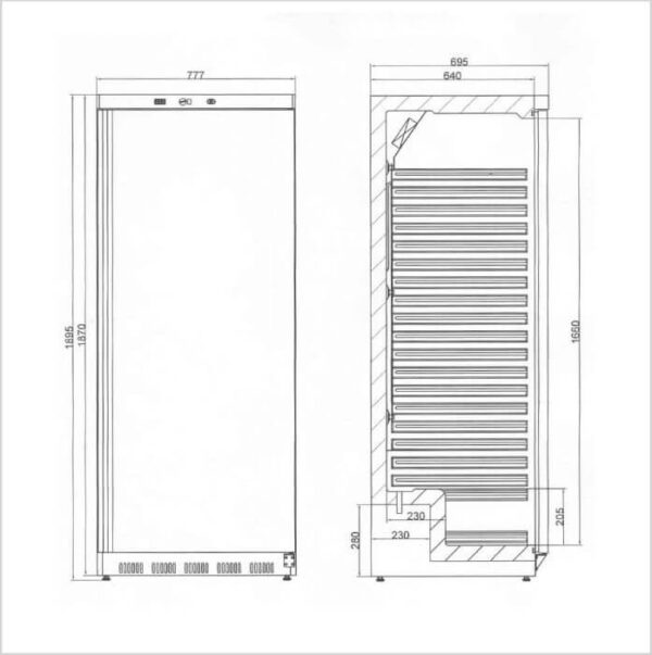 FORS Gastronomie-Kühlschrank, Glastür, weiss, GN 2/1, rechts wechselbar (GUCV6000WG) – Bild 2