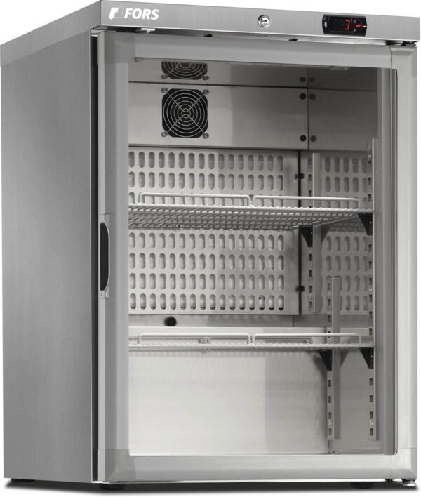 FORS Gewerbe-Kühlschrank, Glastür, Edelstahl, rechts nicht wechselbar (CCV150GES)