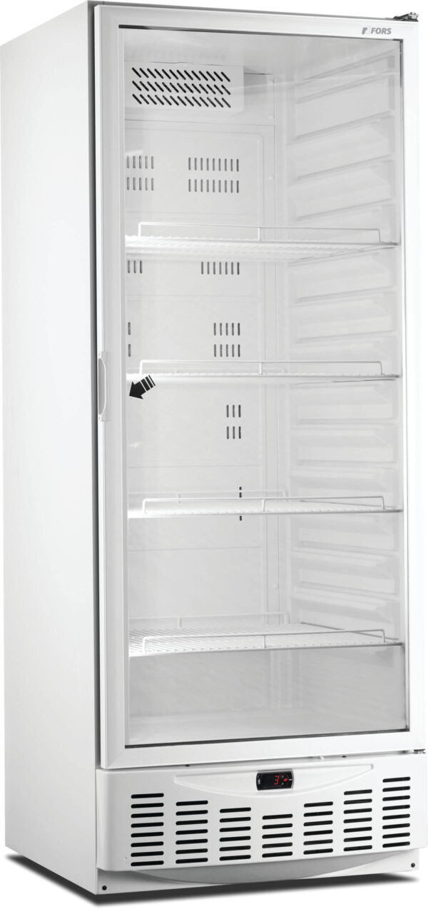 FORS Gastronomie- & Bäckerei-Kühlschrank, Glastür, weiss, GN 2/1 und 600x400, rechts nicht wechselbar (GMCV550WG)
