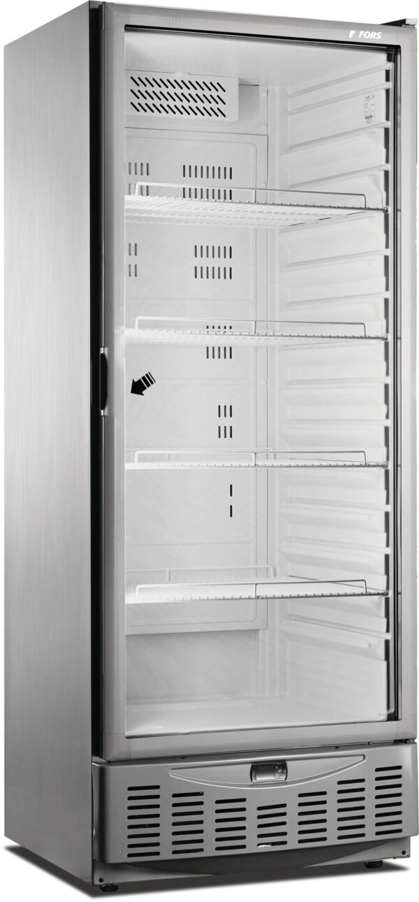 FORS Gastronomie- & Bäckerei-Kühlschrank, Glastür, Edelstahl, GN 2/1 und 600x400, rechts nicht wechselbar (GMCV550GES)