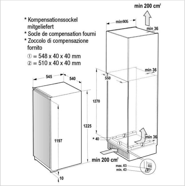 FORS Kühlschrank Einbau, rechts wechselbar (FBR551270E M) – Bild 3