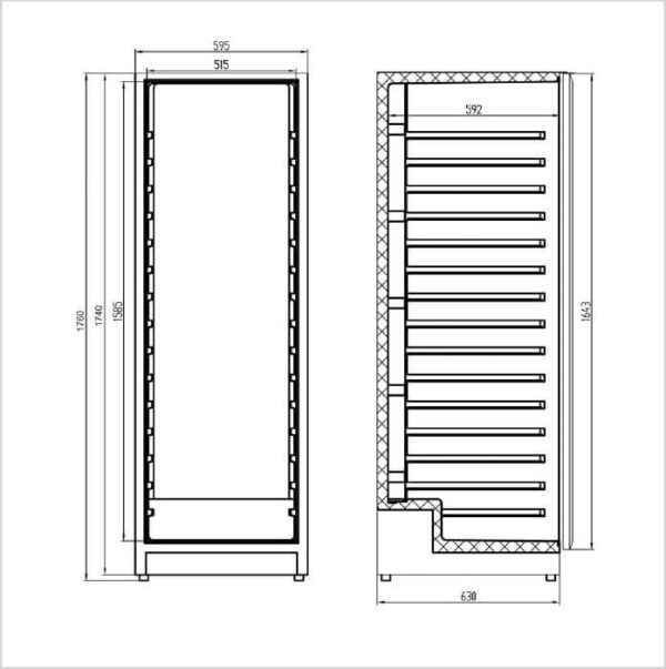 FORS Weintemperierschrank, Glastür, schwarz, 2 Zonen, rechts wechselbar (VC176163NG) – Bild 2