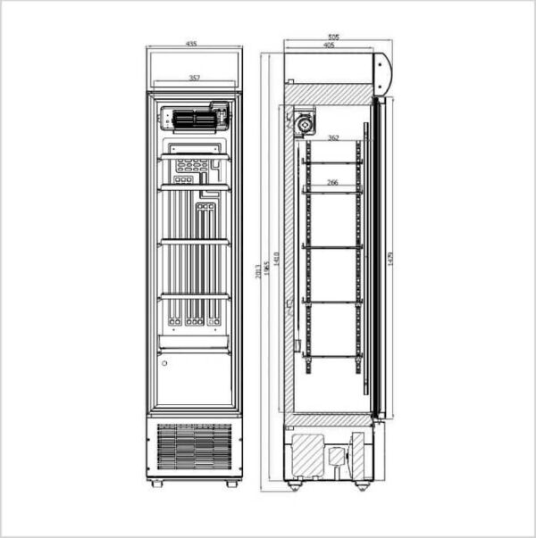 FORS Getränke-Kühlschrank, Glastür/Display, weiss, rechts nicht wechselbar (BCDV1500WG) – Bild 2