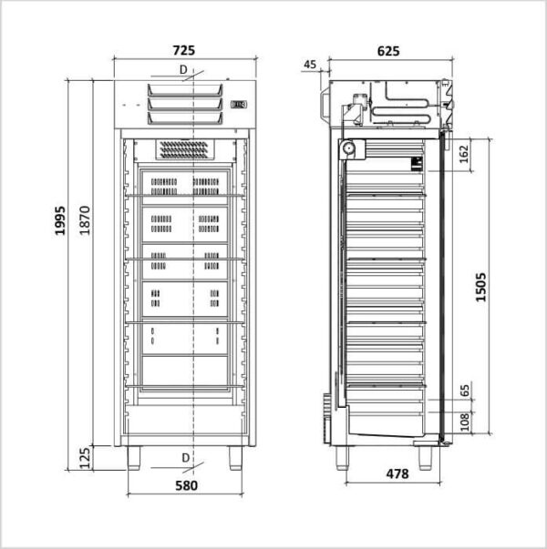 FORS Bäckerei-Kühlschrank, Volltür, weiss, 600x400, rechts wechselbar (CCV500W) – Bild 2