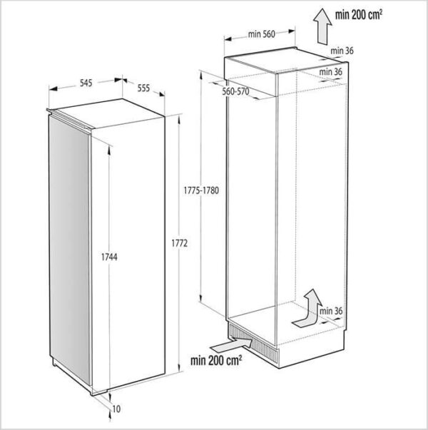 FORS Kühlschrank Einbau, rechts wechselbar (FBR601780E) – Bild 3