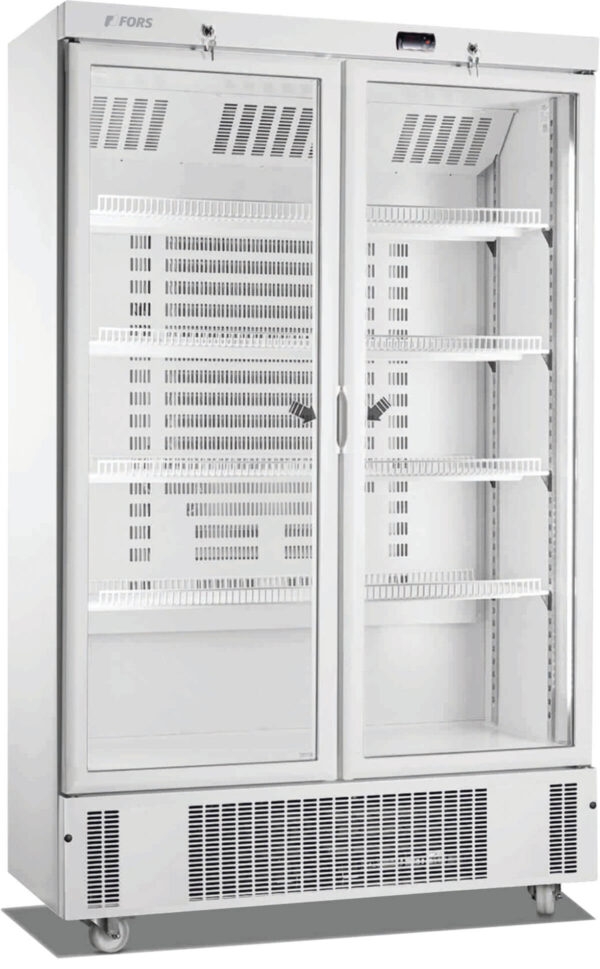 FORS Gewerbe-Kühlschrank, doppelte Glastür, weiss (DCCV800WG)
