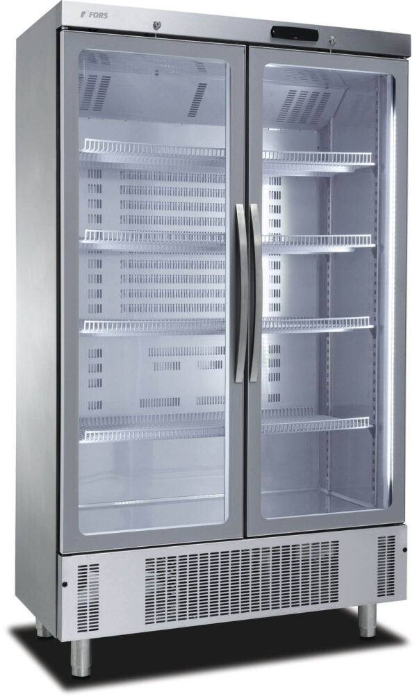FORS Gewerbe-Kühlschrank, doppelte Glastür, Edelstahl (DSCV800GES)