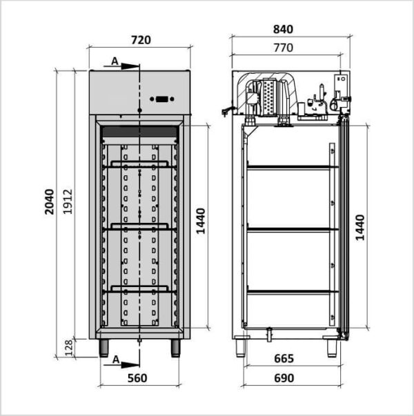 FORS Gastronomie-Kühlschrank, Glastür, Edelstahl, GN 2/1, rechts nicht wechselbar (GCV701GESSL) – Bild 2