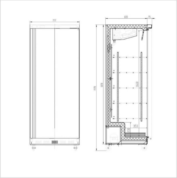 FORS Gastronomie-Gefrierschrank, Volltür, Edelstahl, GN 2/1, rechts wechselbar (GUFV6000ES) – Bild 2